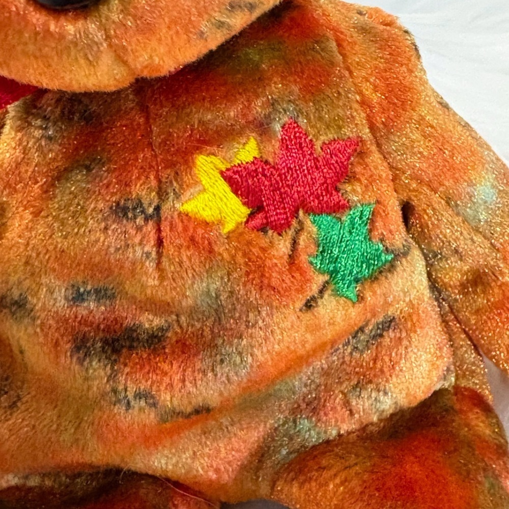 TY(58)Kanata Beanie Baby Orange Tie-Dye Star Bear Plush - Picture 2 of 6